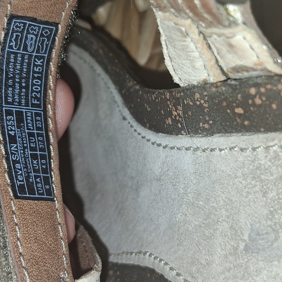 Teva Ventura Leather Wedge Sandals In Brown Or Tan Size 6 - Picture 4 of 6